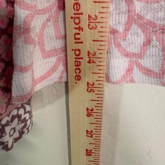 Whimsy Rose Shirt Womens Medium Pink Floral Bird Print Baby Waffle Top - Picture 7 of 7